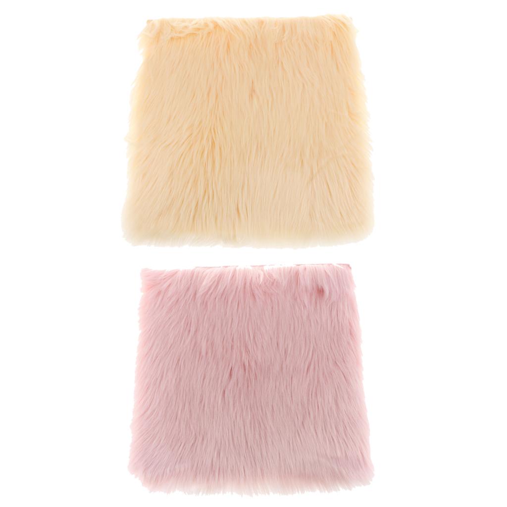 2Pcs 40x40cm Square Shaggy Area Rug Furry Seat Cushion Floor Mat Luxurious
