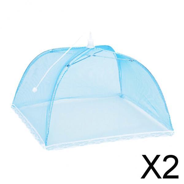 2xFood Covers Tent Collapsible Screen For Camping Picnic Pop-Up Blue