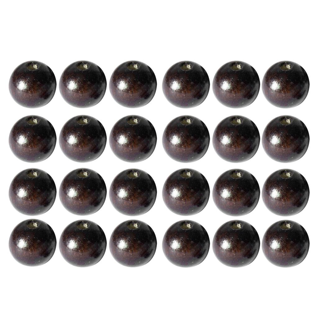 4x50Pcs Round Wooden Beads DIY Jewelry Necklace Craft Making 14mm Dark Coffee