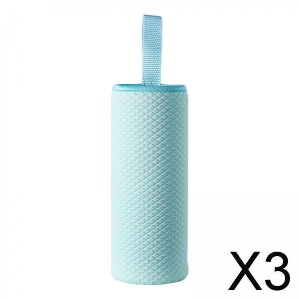 3xNeoprene Water Bottle Carrier Bag Cup Sleeve Holder Embossed 550ml Blue