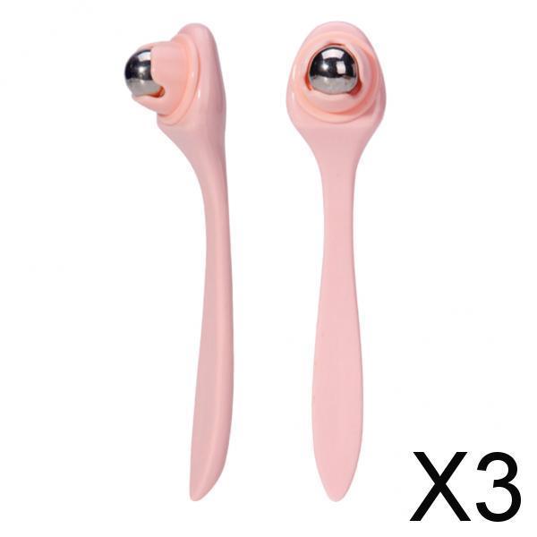 3x2Pieces Eye Massager Roller Wand Stainless Steel Roll-on Ball Skin Care Tool