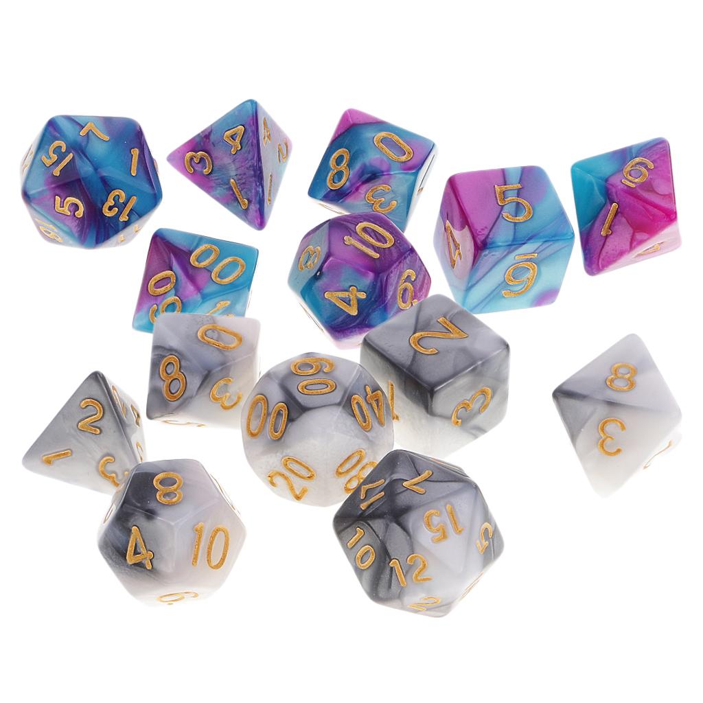 14 Pieces Polyhedral Dice Set for Dungeons and Dragons TRPG Board Games