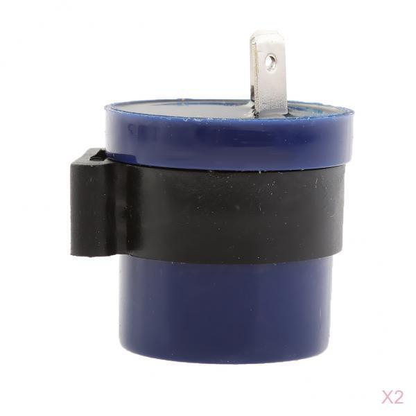 2Pcs 6-12V 2 Pin Motorcycle Beeper Turn Signal Indicator Relay Flasher Blue