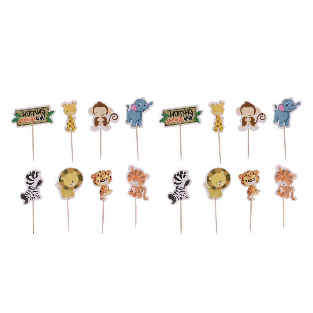 48 Pieces Wild Animal Cupcake Toppers Cake Picks Wedding Baby Shower Decor