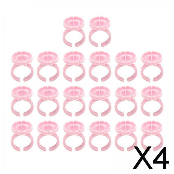 4x100x Glue Rings Lash Glue Cups for Tattoo Volume Lash Makeup Pink