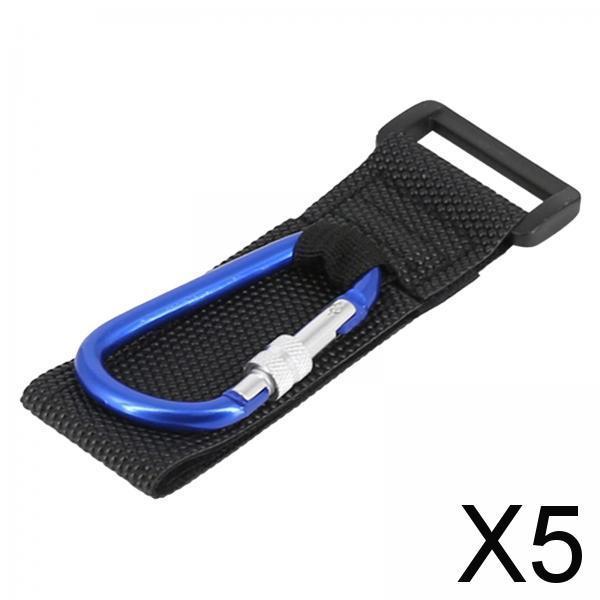 5xMultifunctional Loop Tie Down Straps with Carabiner Bike Handlebar Workout Blue