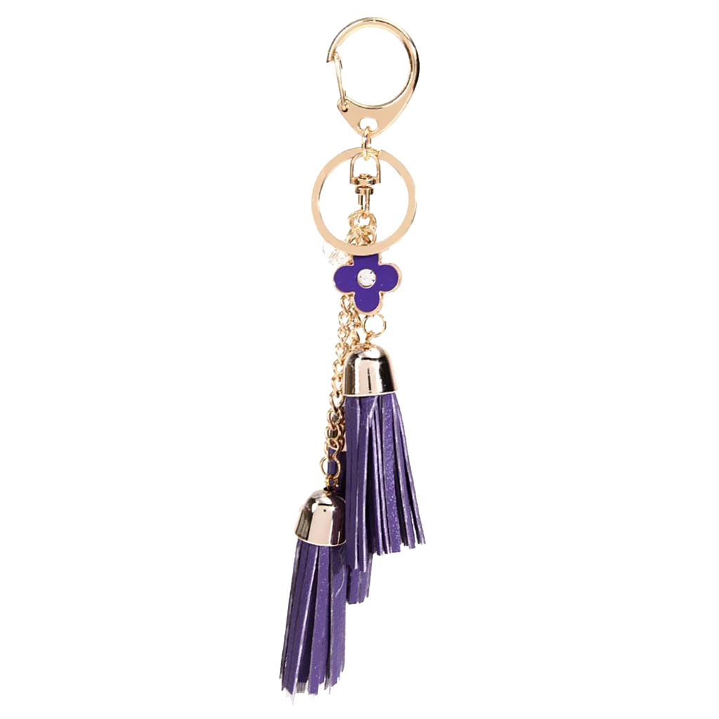 Women Girls Kids Tassel Key Chain Car Key Ring Accessory Bag Decor Pendant Purple
