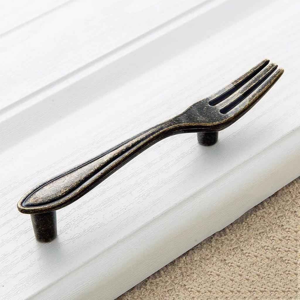 Creative Fork Pull Handle Kitchen Cabinet Cupboard Knob 120mm Antique Bronze