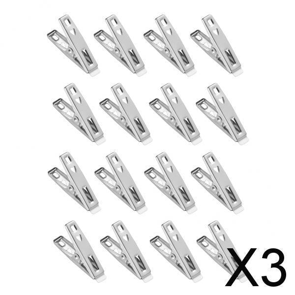 3x16pcs Stainless Steel Socks Clip Clothes Pins