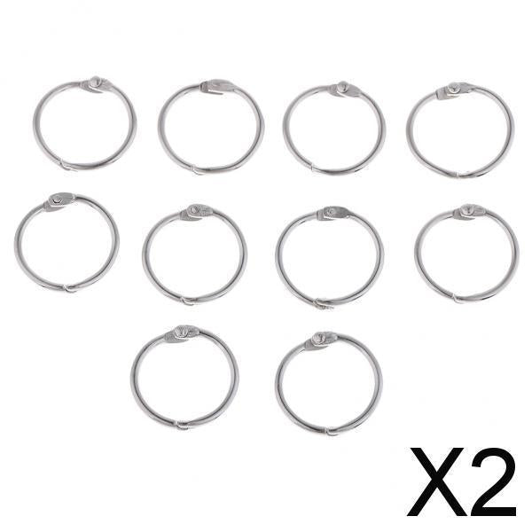 2x10 Pieces 2cm Album Binder Spiral Ring Refillable Loose Leaf Rings Silver