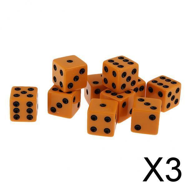 3xPack of 10pcs 18mm Six Sided D6 Spot Dice for D&D TRPG Party Game Toy Orange