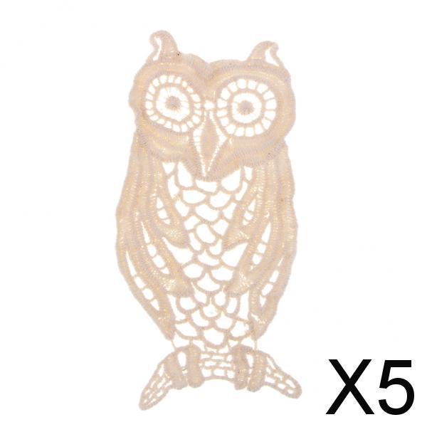 5x1 Piece Cotton Embroidered Owl Patches Appliques for Clothes Dress Bag Decor