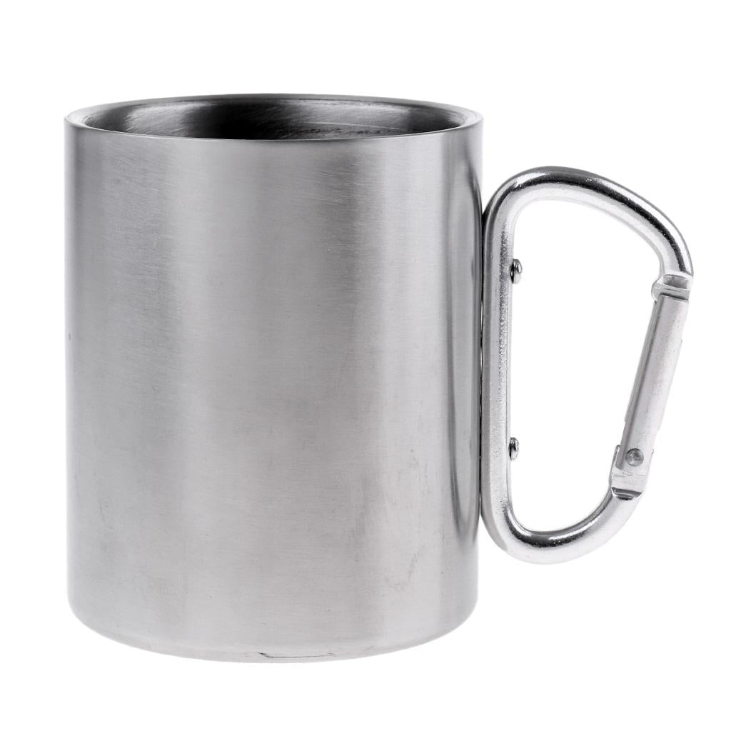 300ML Stainless Steel Outdoor Camping Cup Coffee Mug with Carabiner Hook