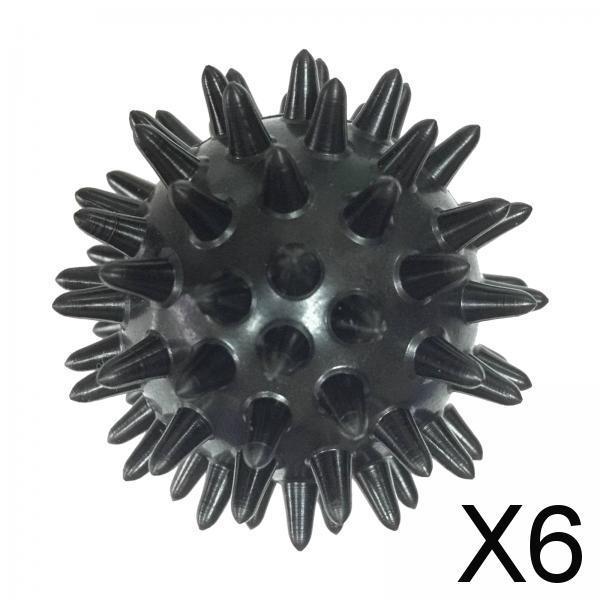 6xSpike Massage Ball Exercise Foot Massage Ball for Back Hand Palms Feet Soles Black