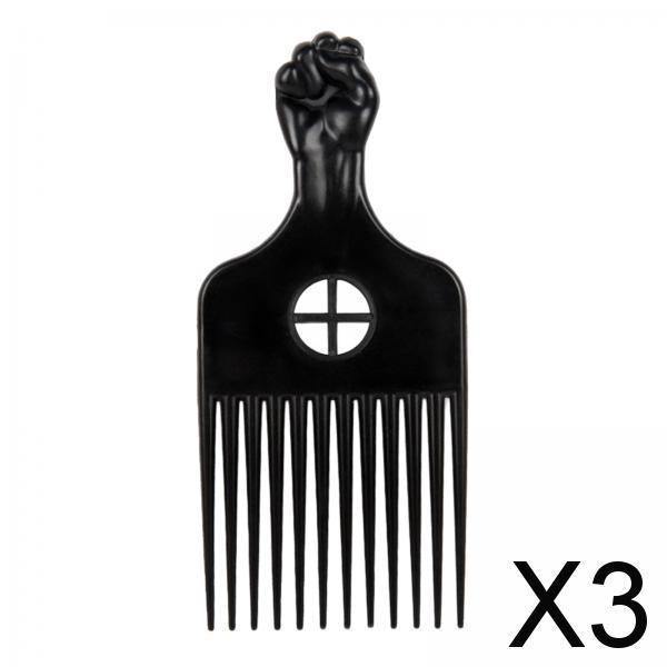 3xHair Styling Tool For Curly Hair Black Fist Hair Comb For Women and Men A