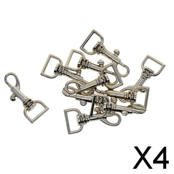 4x10 Pcs Fine Swivel Snap trigger key bag Clasp hook 0.5inch D ring silver