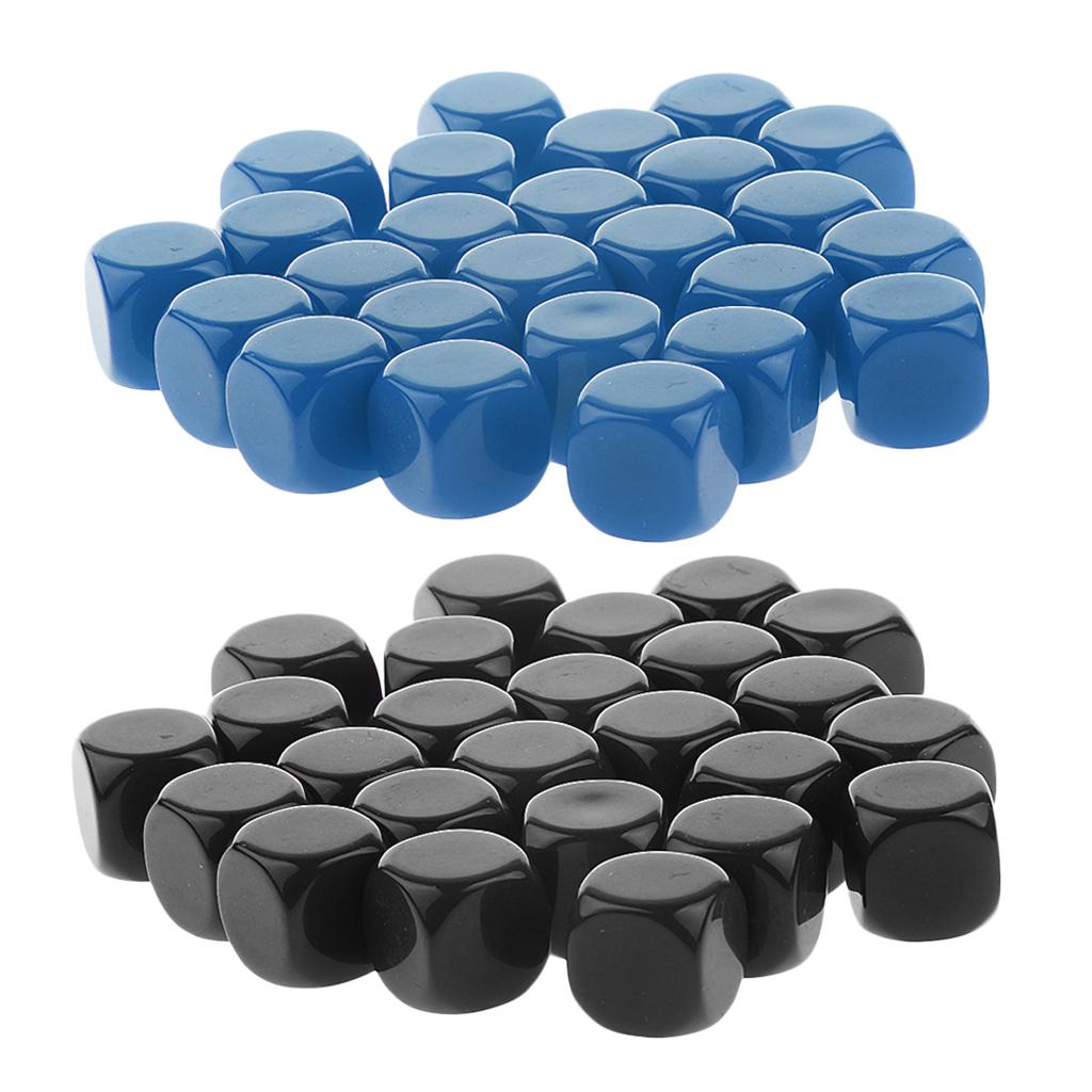 50 Pieces Opaque Blank Six Sided Dice D6 for D&D RPG Gaming Black and Blue