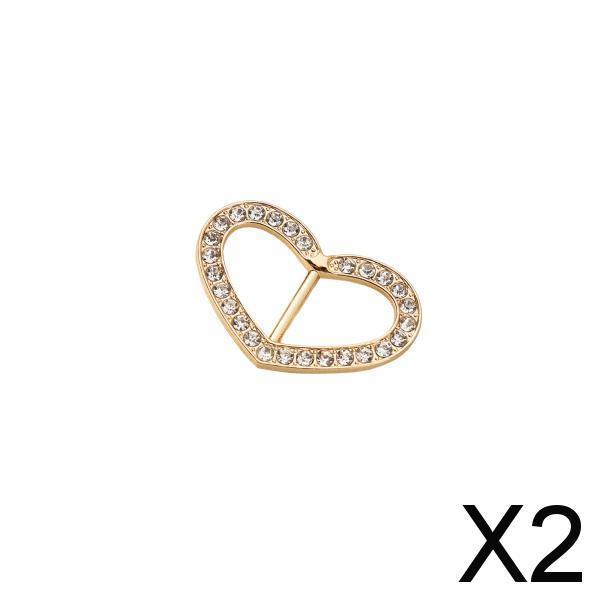 2xRibbon Slider DIY Bridal Chic Craft Rhinestone Buckle for Belt Hairbow Girls Aureate Heart