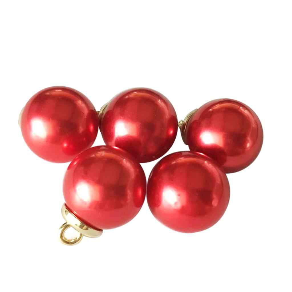 5Pcs 16mm Plastic Pearl Buttons Charms for Sewing Scrapbooking Crafts Red