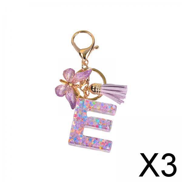 3xResin Keychain Ornaments Girls Women Gifts English Alphabet Keyring Keychain E