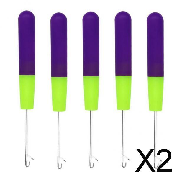 2x5 Packs 6in Latch Hook Crochet Needle for Braids Hair Extension Weave Purple