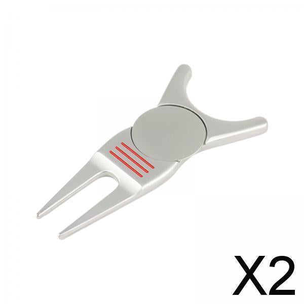 2xGolf Divot Repair Tool Golf Club Holder Practice Women Men Golfer Putting Silver