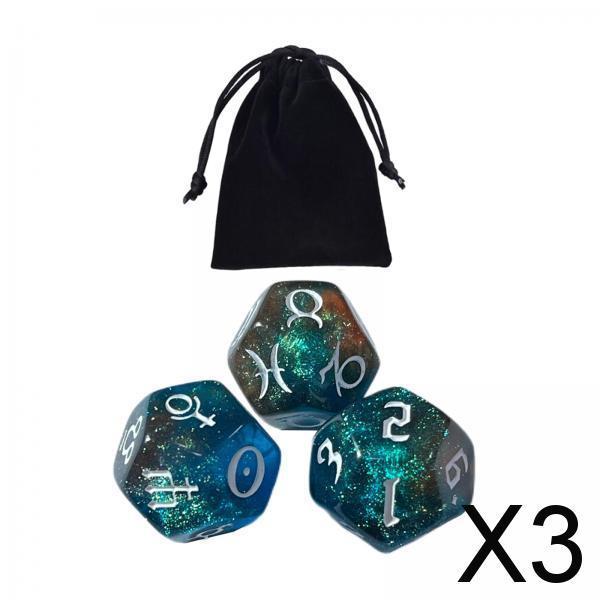 3x3Pcs Acrylic Astrological Dice Constellation Dice for gifts Style D
