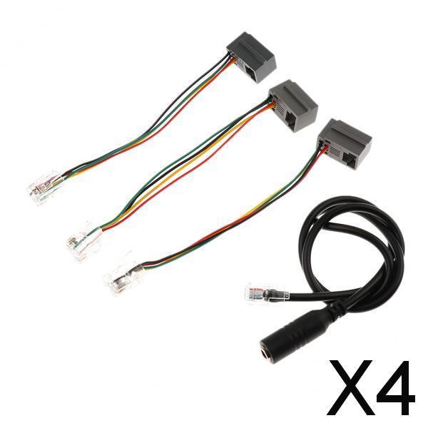 4x3.5mm Female Jack to 4P4C RJ9 Male Headset Phone Audio Adapter Cable