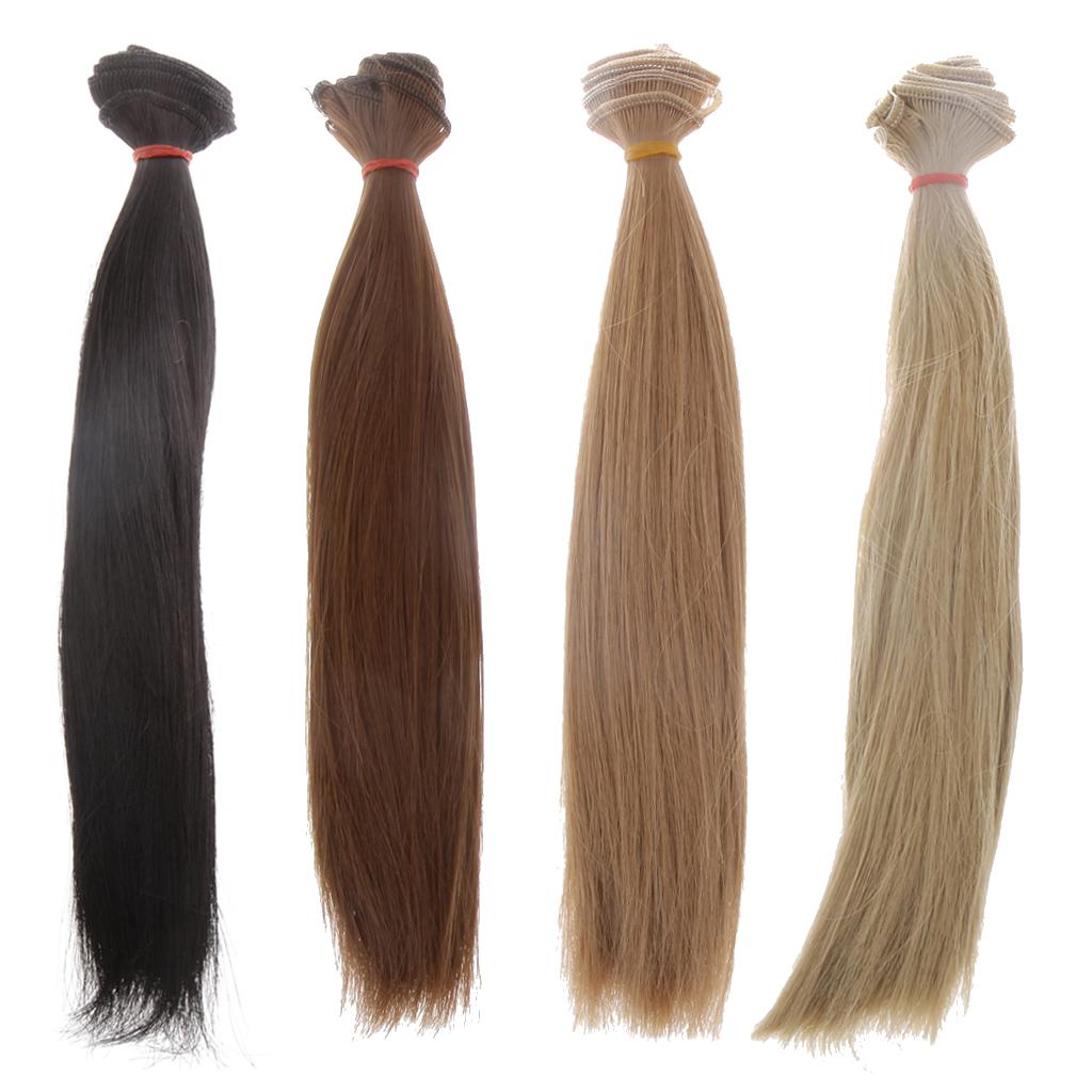 4pcs Doll Long Straight Wig Hair fits 1/3 1/4 BJD Making Repair Accessories