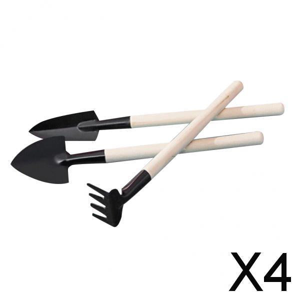 4x3pcs Garden Plant Tools Mini Planting Succulent Garden Tools Wood Handle