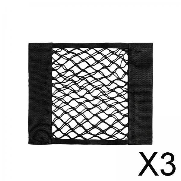 3xRV Storage Mesh Net with Tape Stickers RV Netting Pocket for Boats Trunk Car 25cmx30cm