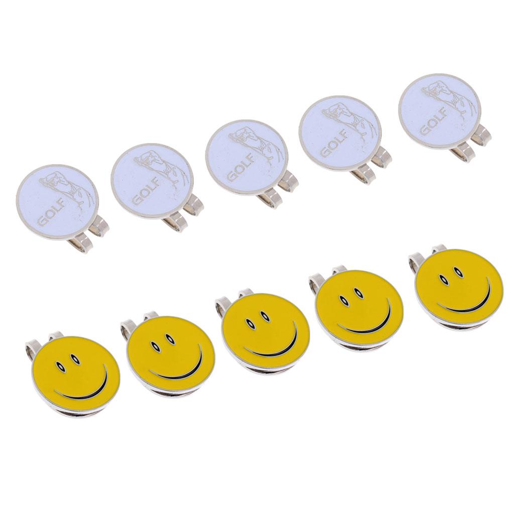 10 Pieces Smile Face Golfer Magnetic Cap Visor Clip Golf Ball Markers Gifts