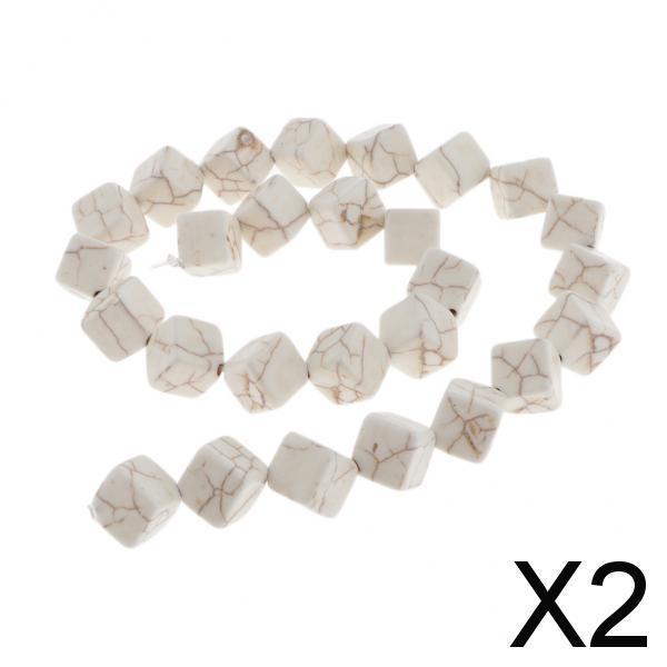 2x30Pcs Turquoise Loose Beads Spacer Jewelry Making Charms White