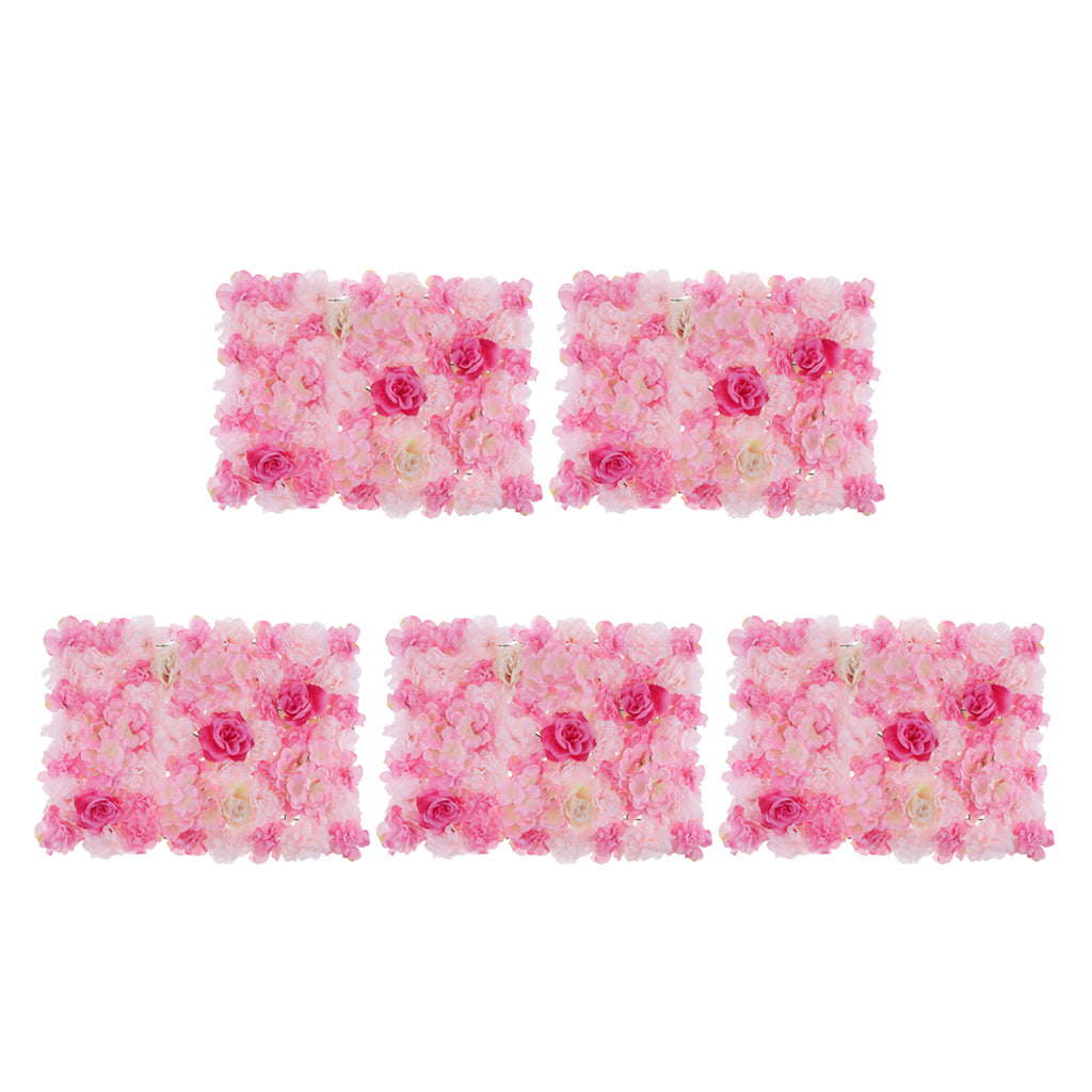 5pcs Artificial Rose Hydrangea Flower Wall Panels Decor 60 x 40cm