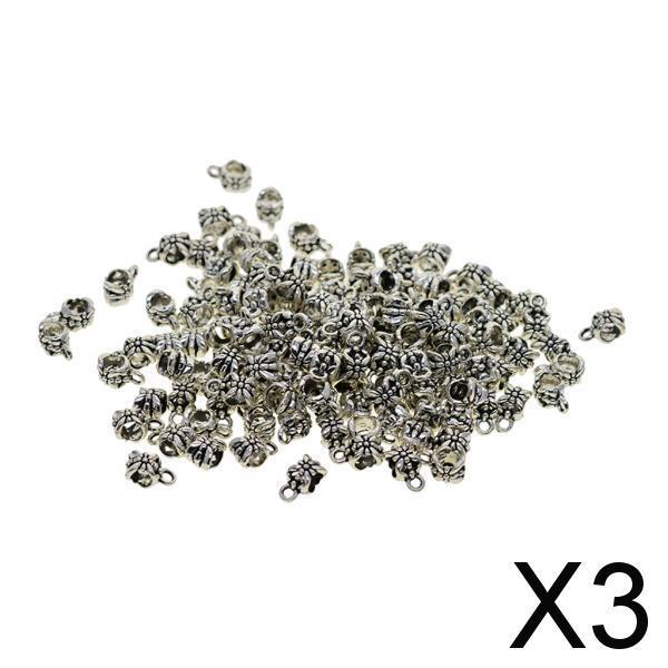 3x100Piece Tibetan Silver Hanger Bail Tube Beads Connectors for Jewelry Making