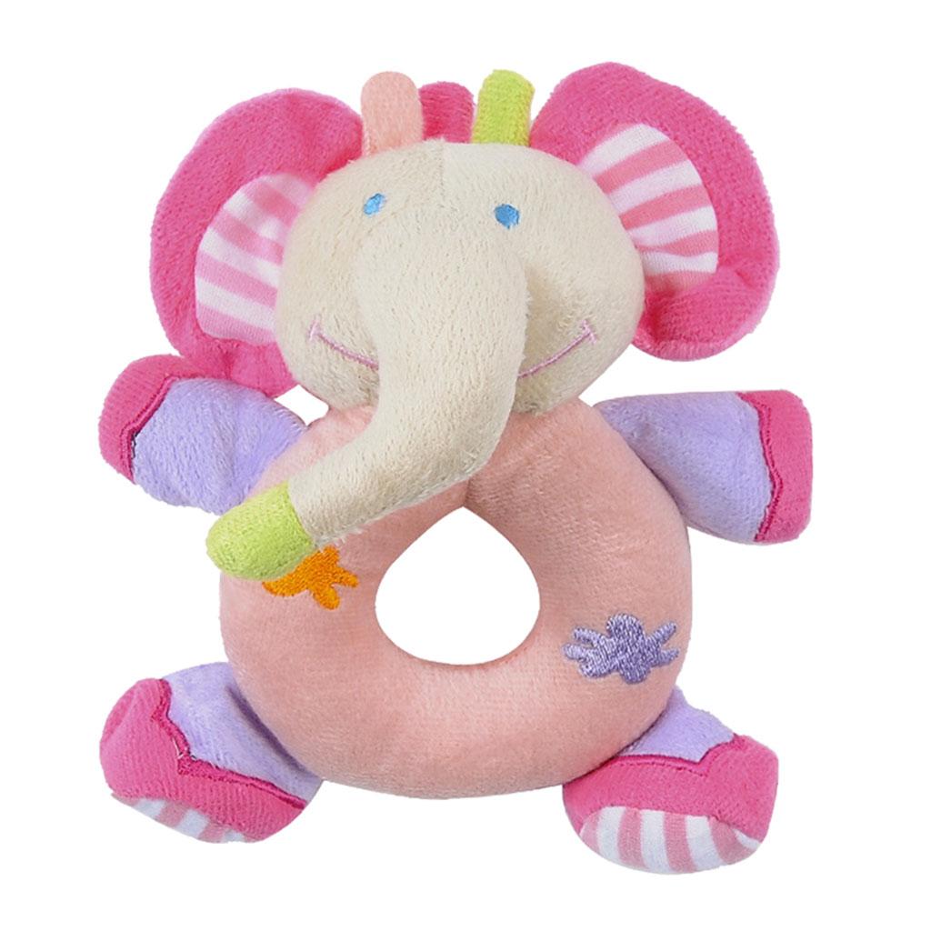 Soft Animal Plush Doll Rattle Infant Kids Educational Toys Pink elephant
