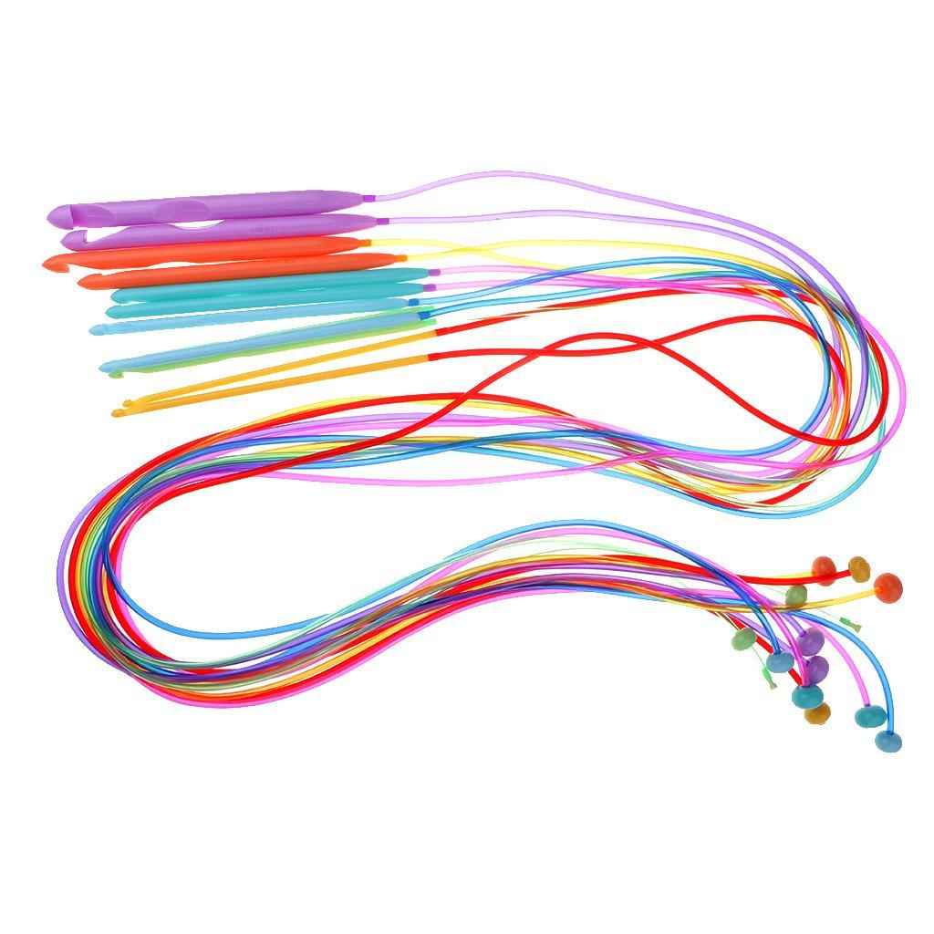 12 Pieces Plastic Flexible Afghan Tunisian Crochet Hooks Weave Needles 3.5-12mm