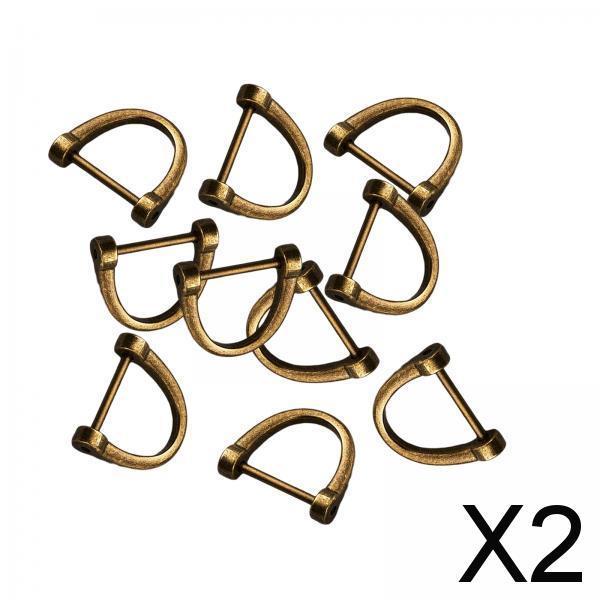2x10 Pieces D Rings Keychain Horseshoe Buckles for DIY Backpacks Replacement Copper Colors
