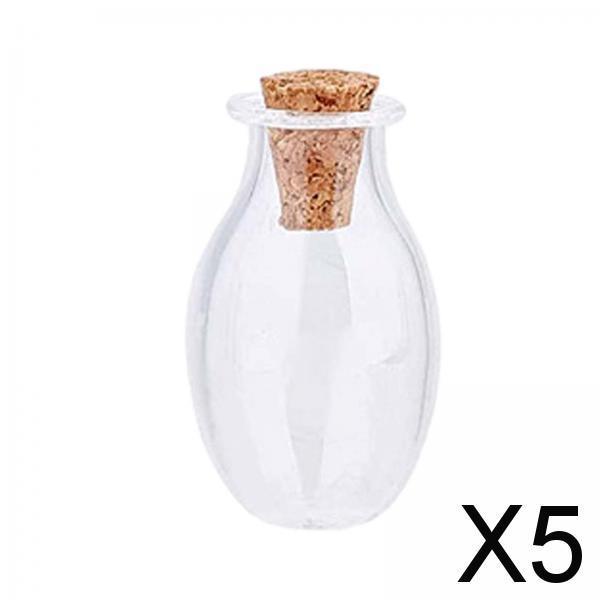 5xMini Glass Bottles Vials Cork Stoppers Empty Spell Jars Clear Wishing Bottle Clear