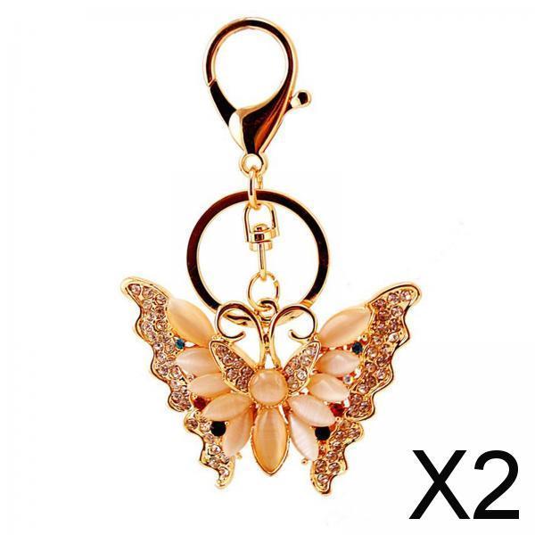 2xButterfly Keychain Gold Jewelry Accessory Backpack Keychains for Women Girls