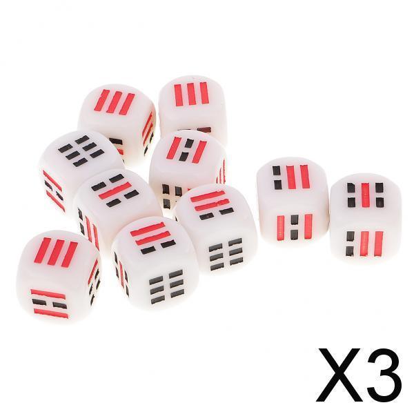 3x10 Pieces 6-sided D6 Astrology Dice for Divination Trigrams Toys