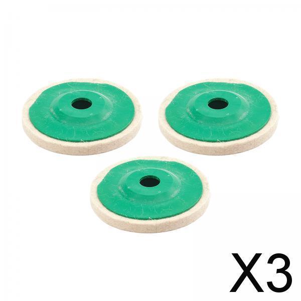 3x3Pcs Felt Wool Buffing Wheel Angel Grinder Polishing Disc Pad for Marble Green
