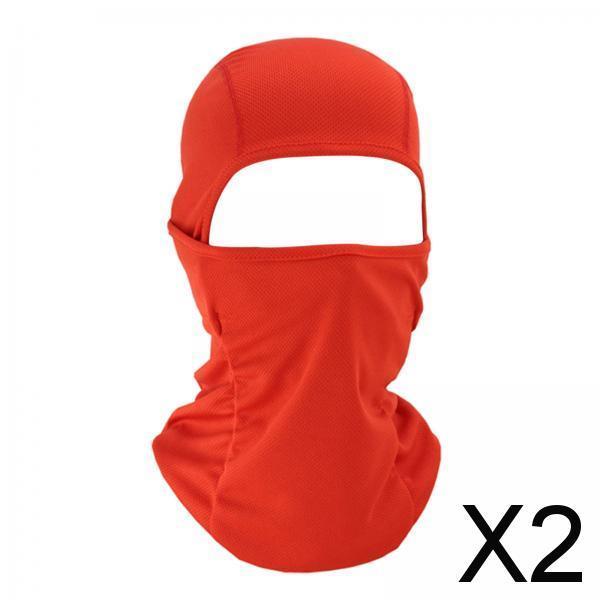 2xLightweight Full Face Mask Balaclava Head Cover Motorcycle Sports Red