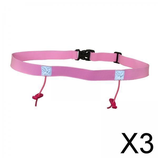 3xReflective Tape Cycling Race Number Belt Triathlon Waist Belt Night Running Pink