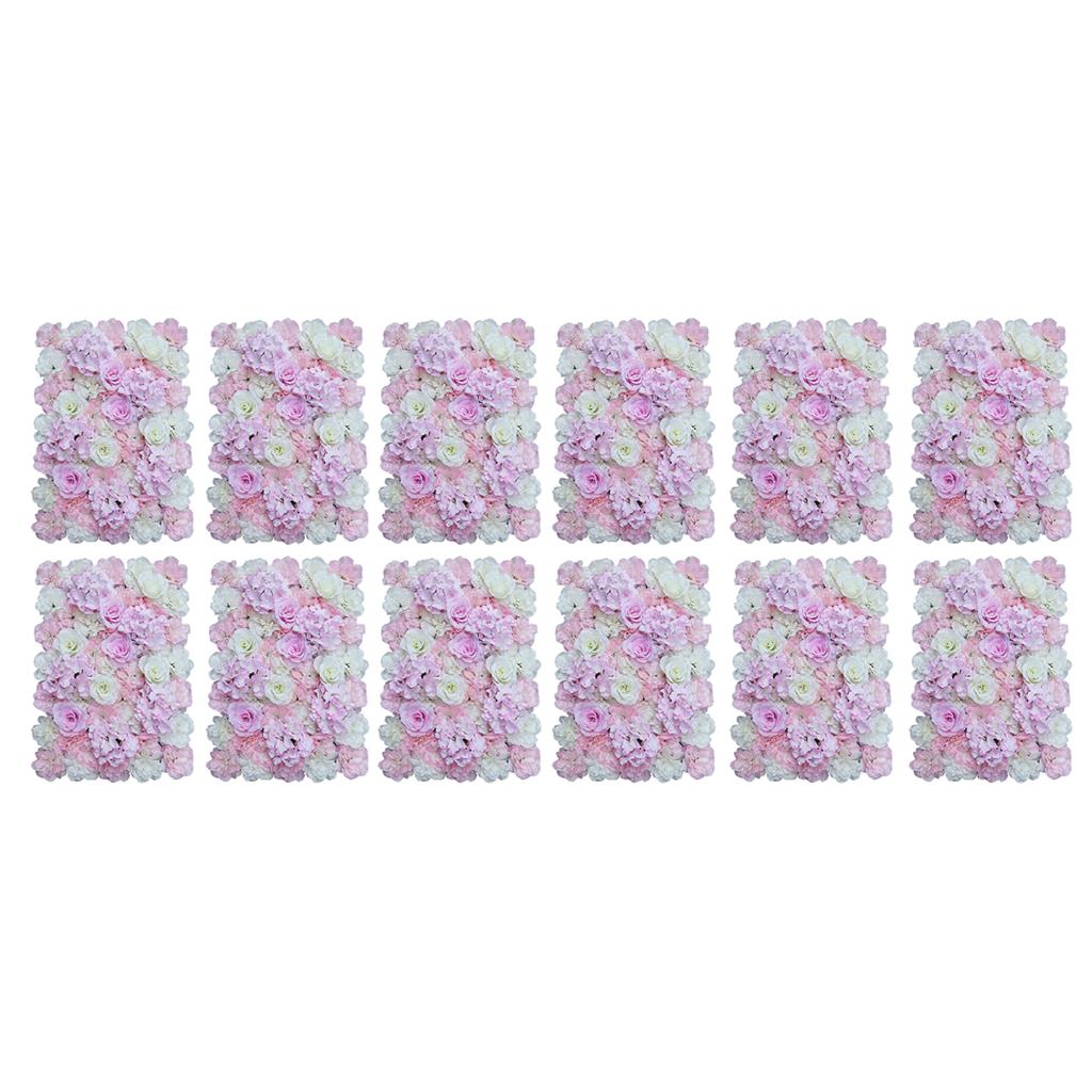 12 Pieces Artificial Flower Wall Panels Wedding Venue Decor Pink White