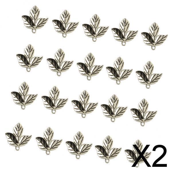 2x20 Pieces Alloy Leaves Leaf Charms Pendents Jewelry Making Clothes DIY Craft