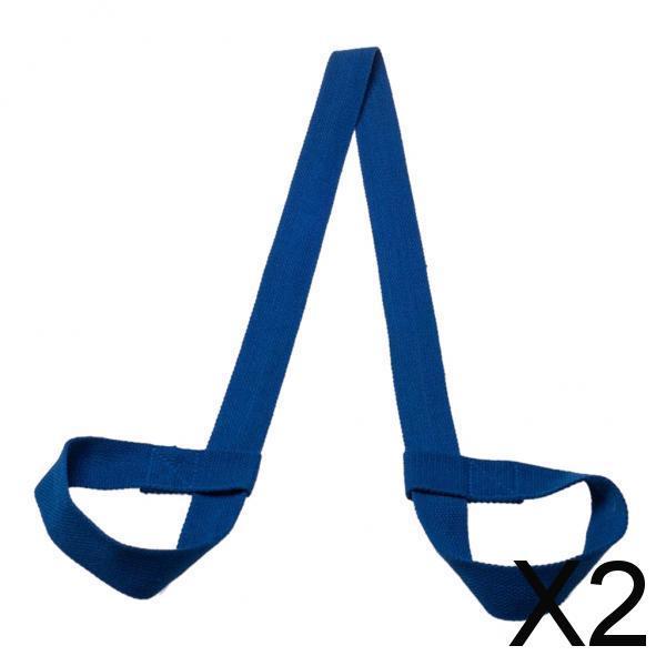 2xCotton Yoga Mat Strap Pilates Mat Carrier Fitness Stretchy Loop Dark Blue