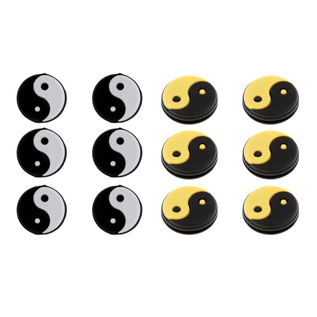 12Pcs Silicone Yin Yang Tennis Racquet Vibration Dampener Shock Absorber