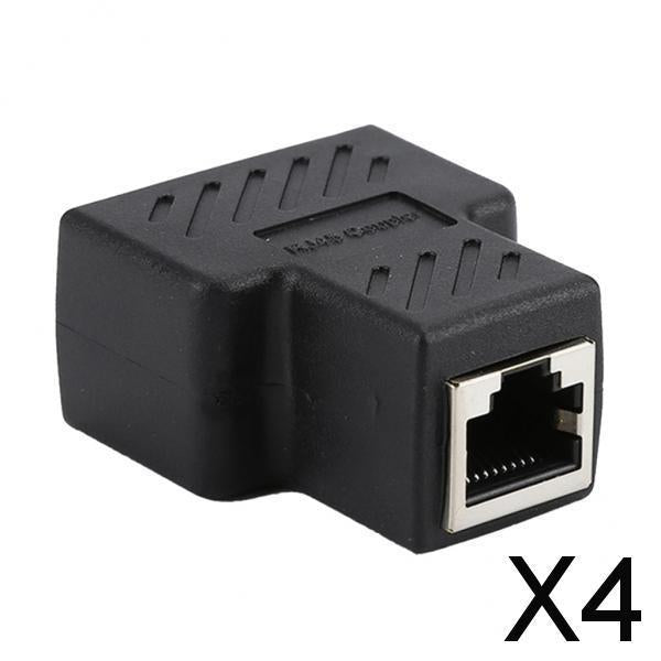 4x1x 8P8C 1 to 2 Female Adapter Divider Splitter Network Connector Black