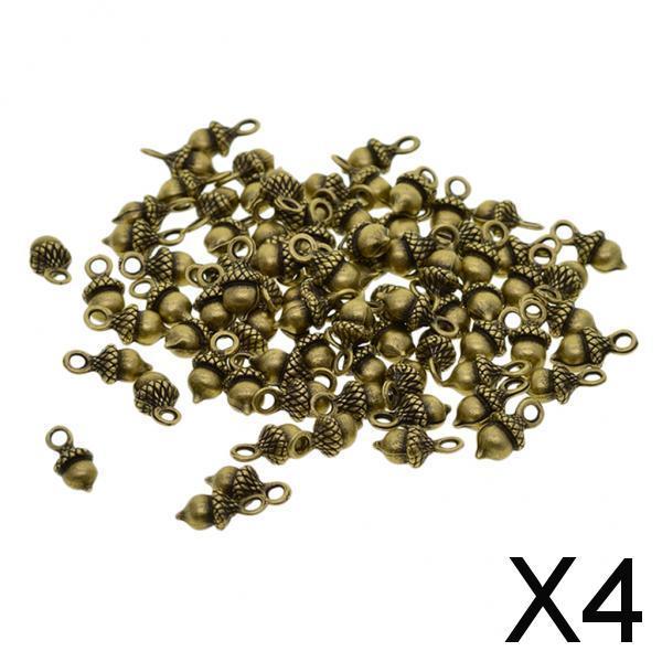 4x50pcs antique 3D Pineal Fruit Acorn Nut Charm DIY Jewelry Green Bronze